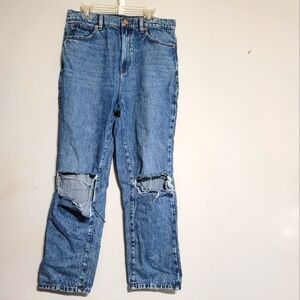 Garage Vintage Straight Jeans Size 7 28‎ Distressed Blue Frayed Holes Womens